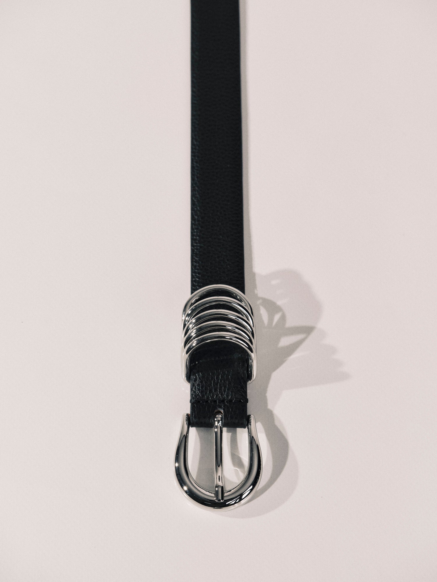 Hollyhock Leather Belt | Black Pebble & Silver