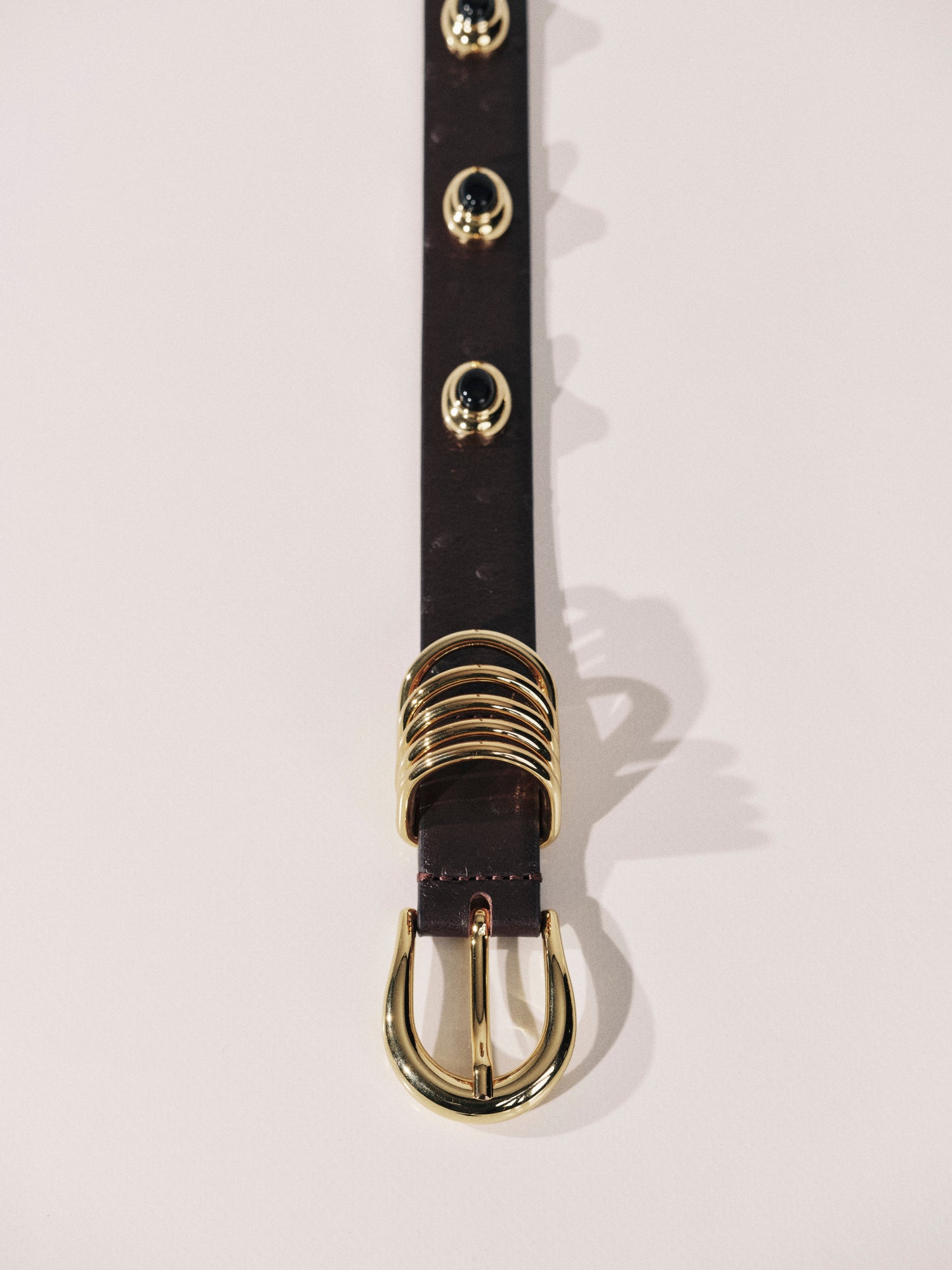 Hollyhock Stone Ostrich Belt | Plum Ostrich & Silver & Onyx