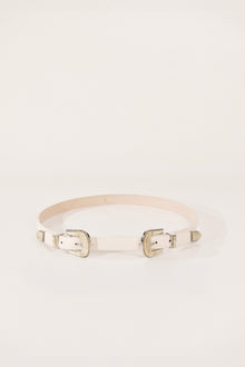 Double Travertine Belt | Ivory Silver & Marble Inlay