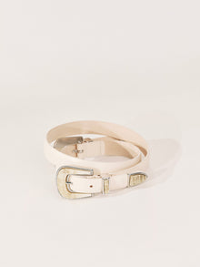Double Travertine Belt | Ivory Silver & Marble Inlay
