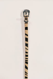 Le Fil Exotic Calf Hair Belt | Zebra & Silver