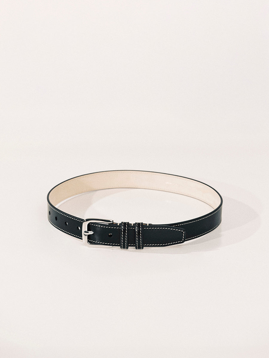 Louison Belt | Black & White & Silver
