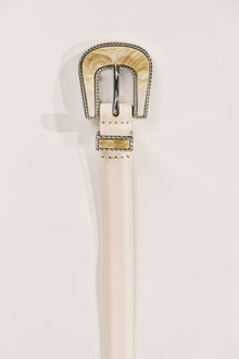 Double Travertine Belt | Ivory Silver & Marble Inlay