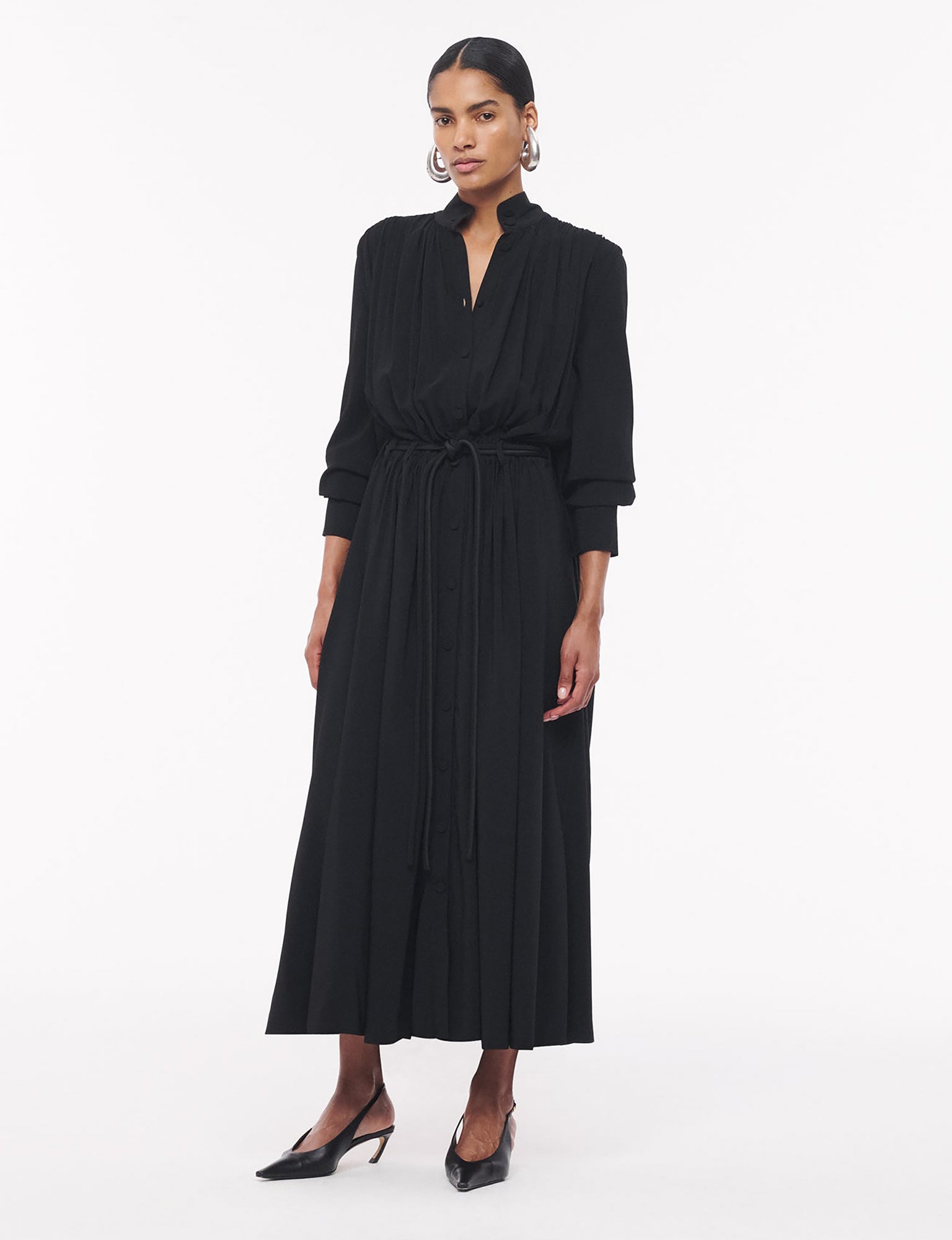 Women | Drawstring Shirtdress | Black