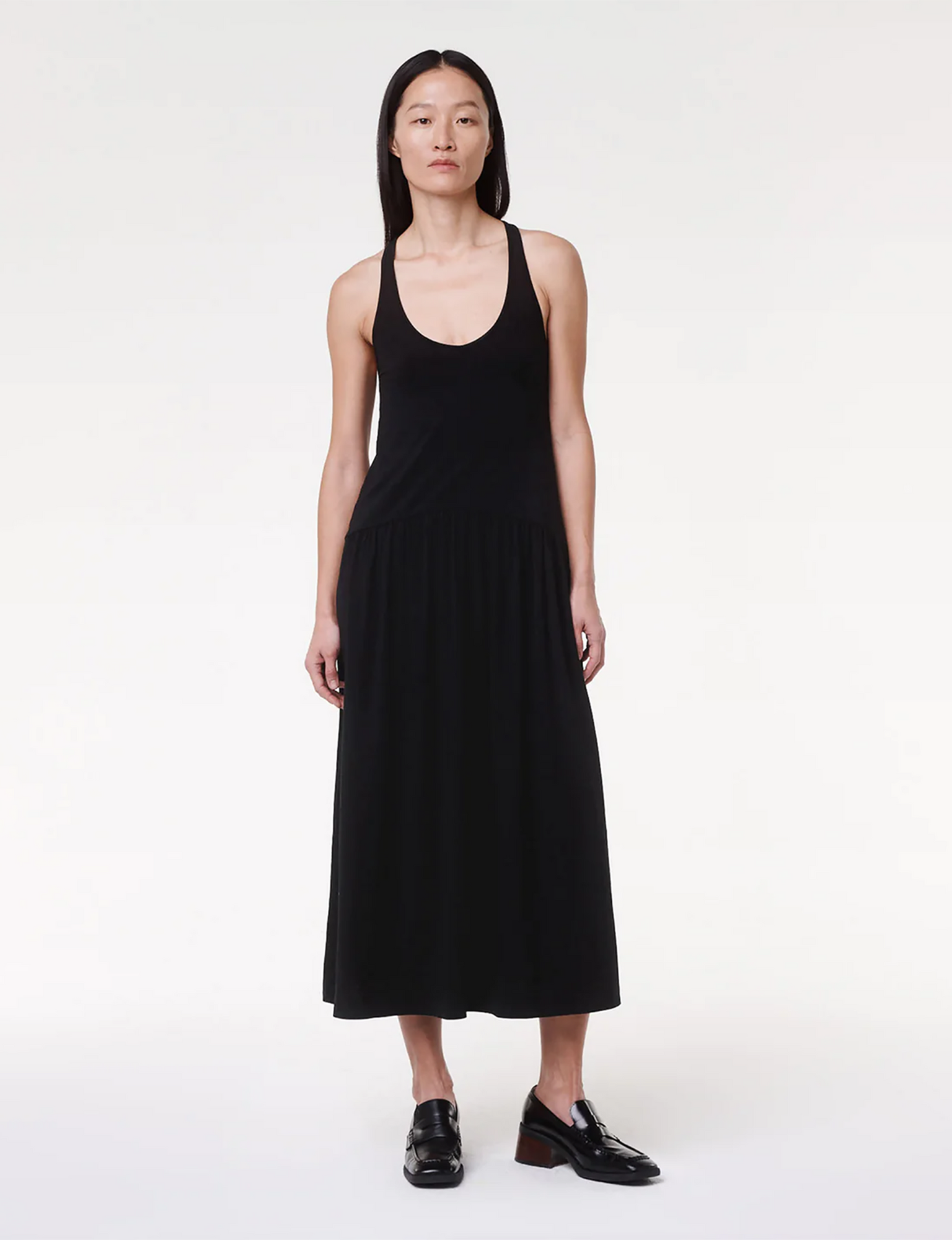 Women | Dropwaist Gathered Tank Dress | Black