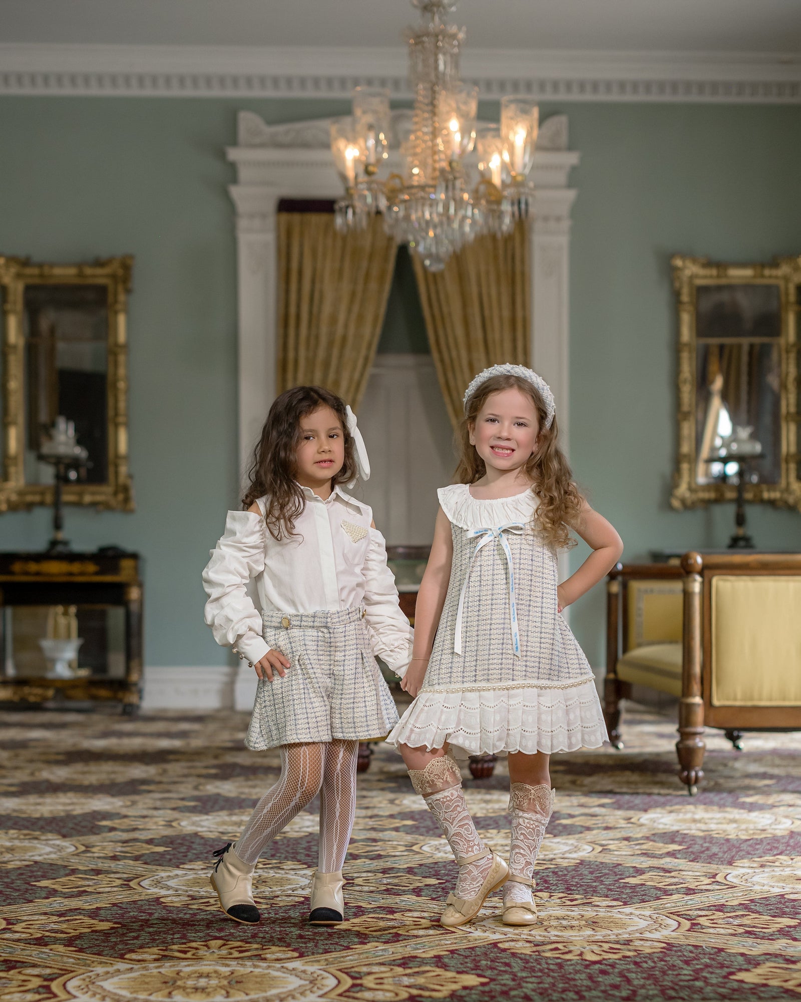 Baby Girls | Iris Blouse and Tweed Shorts Set | White