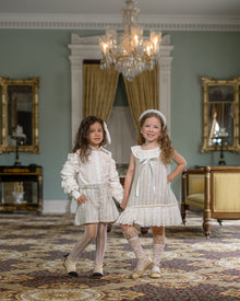 Baby Girls | Iris Tweed Dress | White x Blue