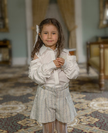 Baby Girls | Iris Blouse and Tweed Shorts Set | White