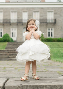 Baby Girls | Constanza Ceremony Dress with Bow | White & Champagne
