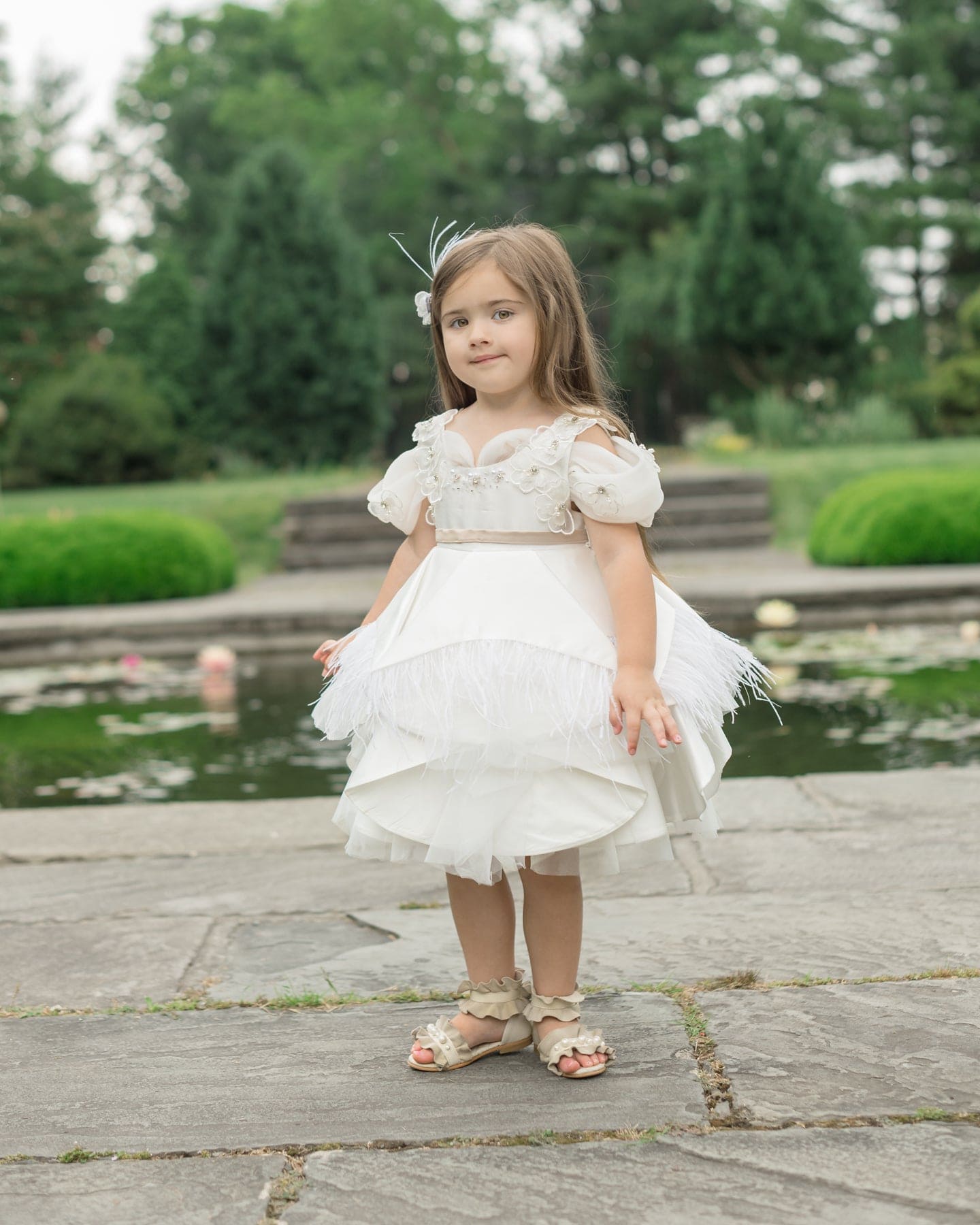 Baby Girls | Constanza Ceremony Dress with Bow | White & Champagne