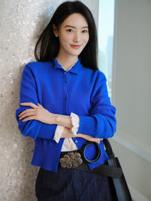 Cashmere Jacquard Knit Top | Blue