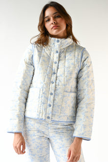 Amelia Quilted Convertible Jacket | Blue Toile