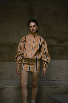 Owen Cotton Skort | Camel Striped
