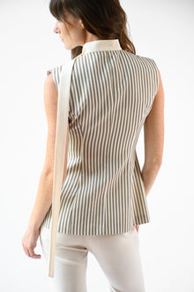 Lila Linen Scarf Top | Gray & Ivory