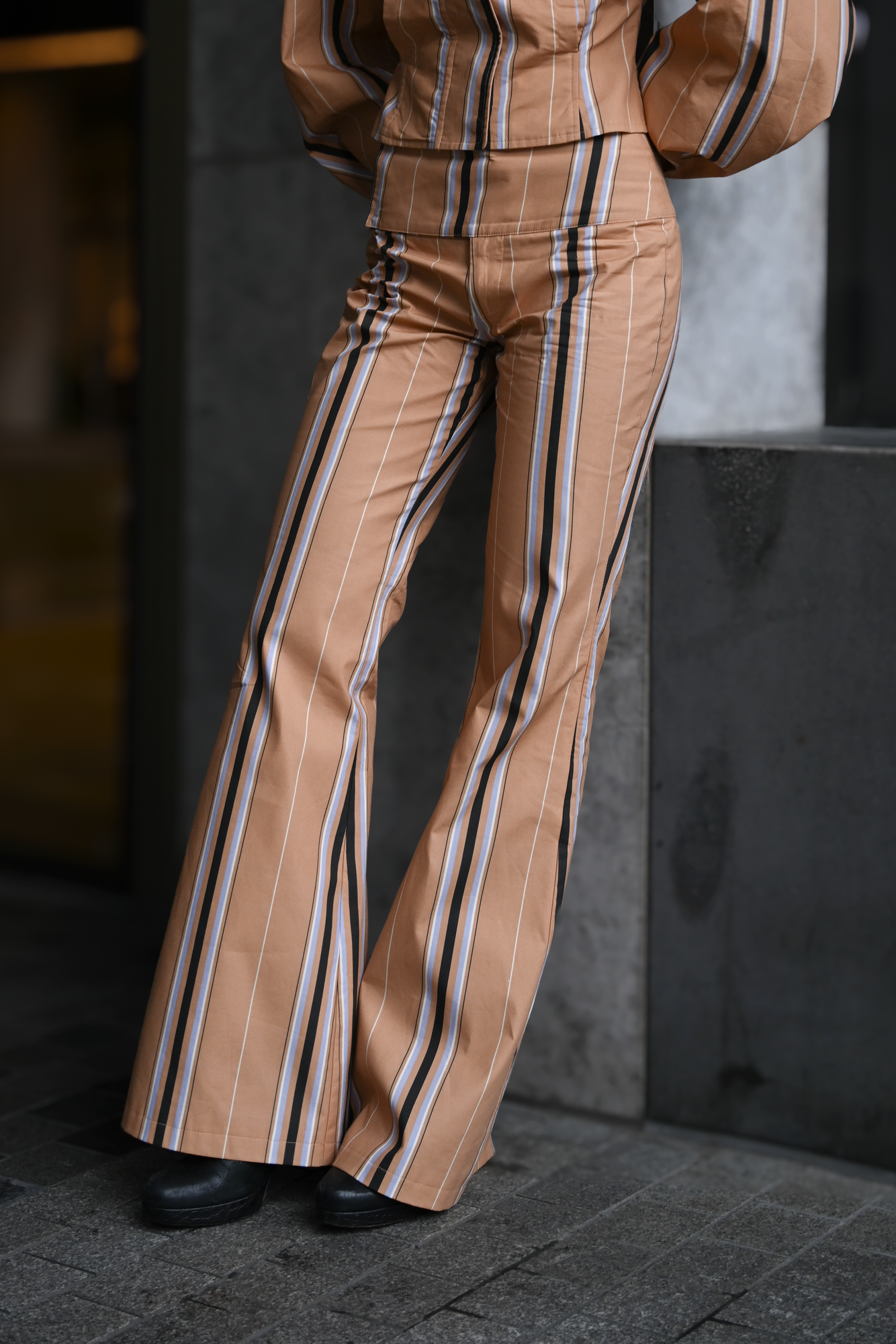 Tilly Cotton Trouser | Camel Striped