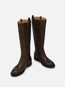 knee-high leather Boots | Brown