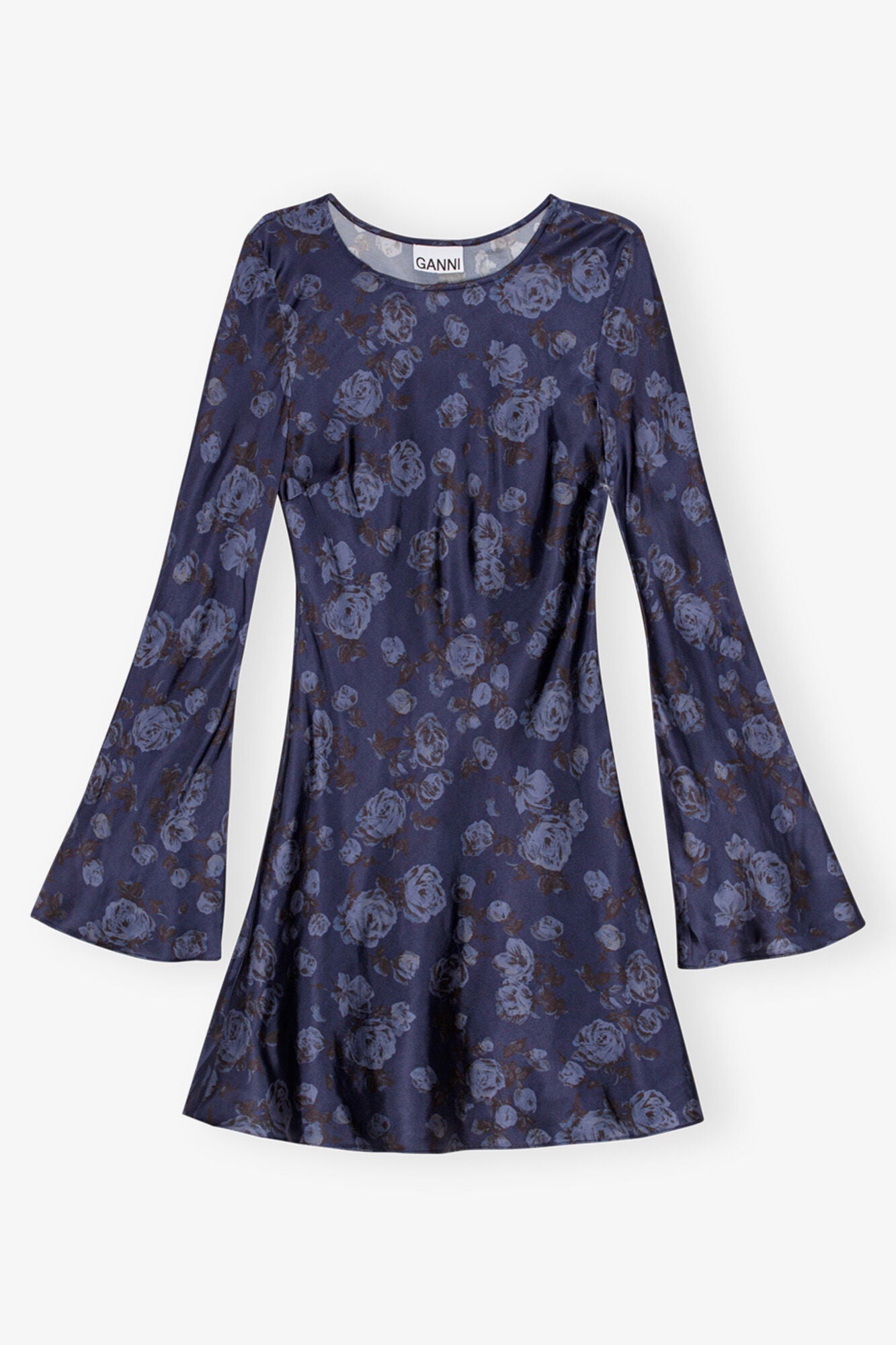 Dark Blue Floral Printed Mini Dress | Peacoat
