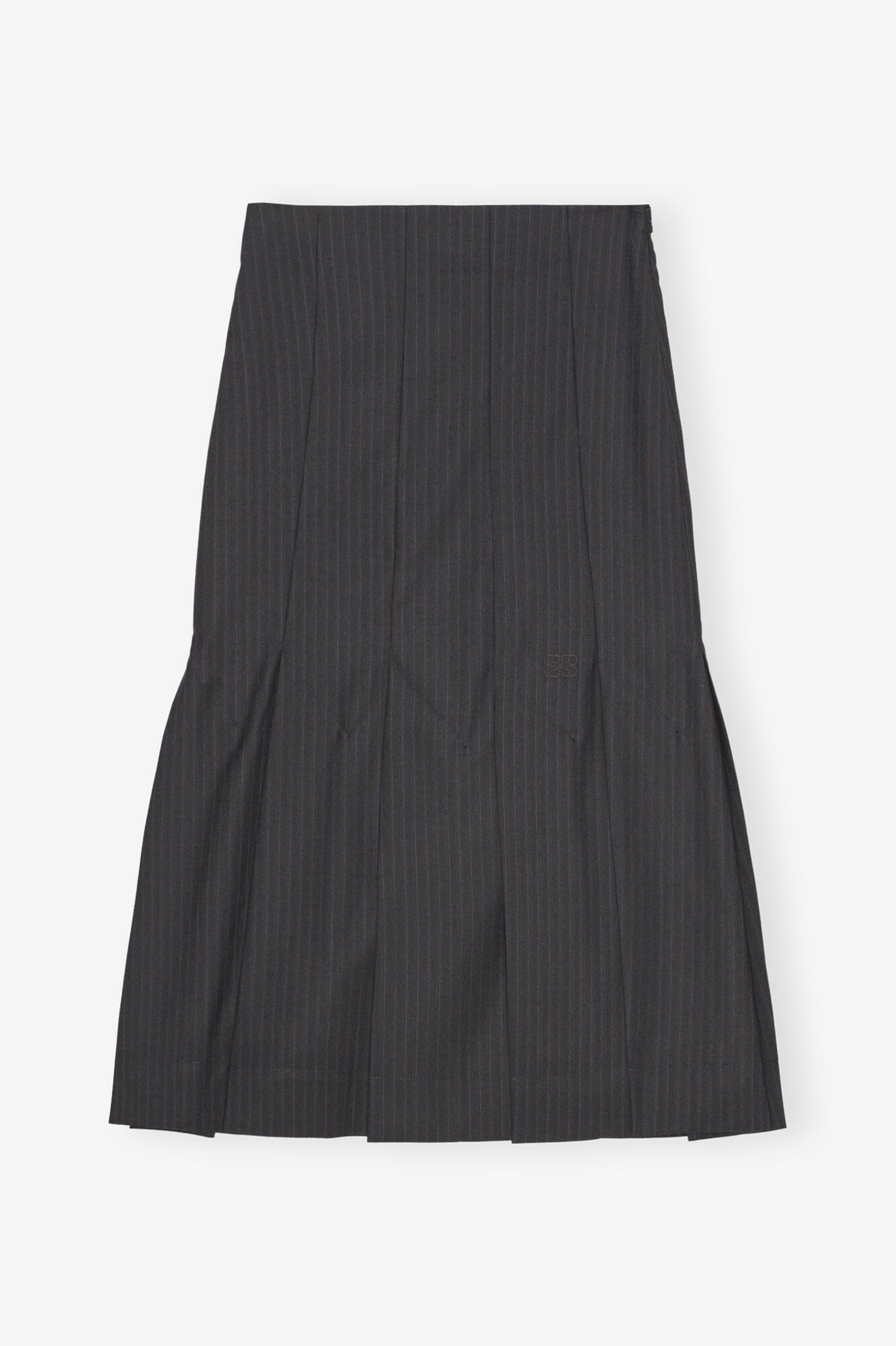 Dark Grey Stripe Suiting Midi Skirt | Phantom