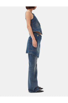 Dark Heavy Washed Denim Top | Mid Blue Vintage