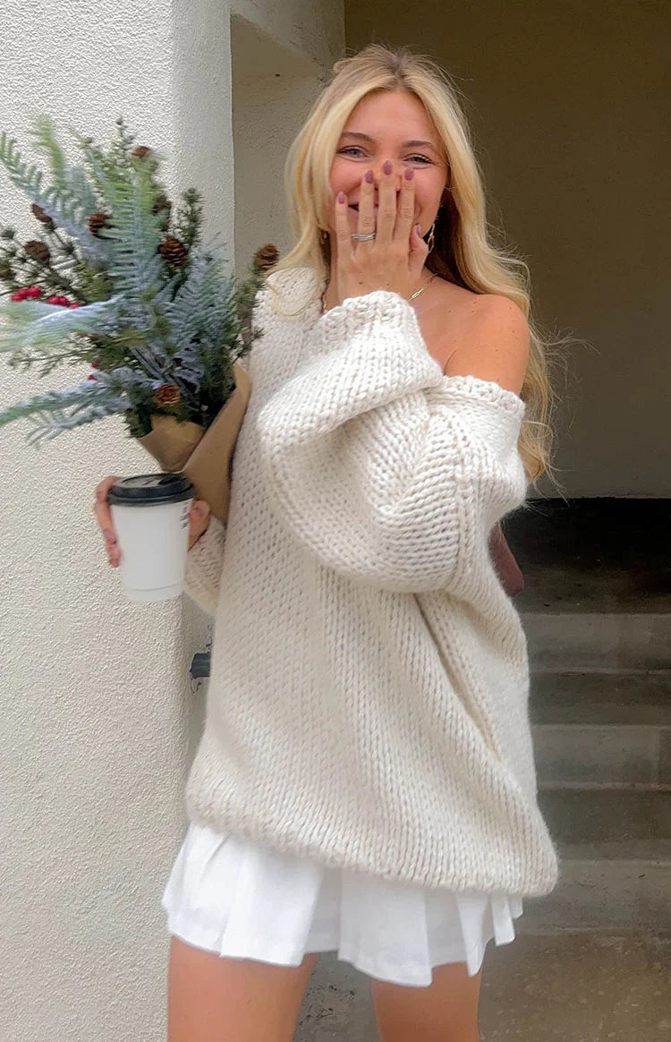 Delvey Chunky Knit Sweater | Cream