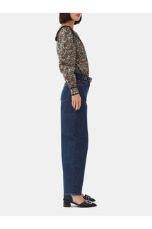 Denim Feminine Buckle Open Cut Pumps | Dark Navy