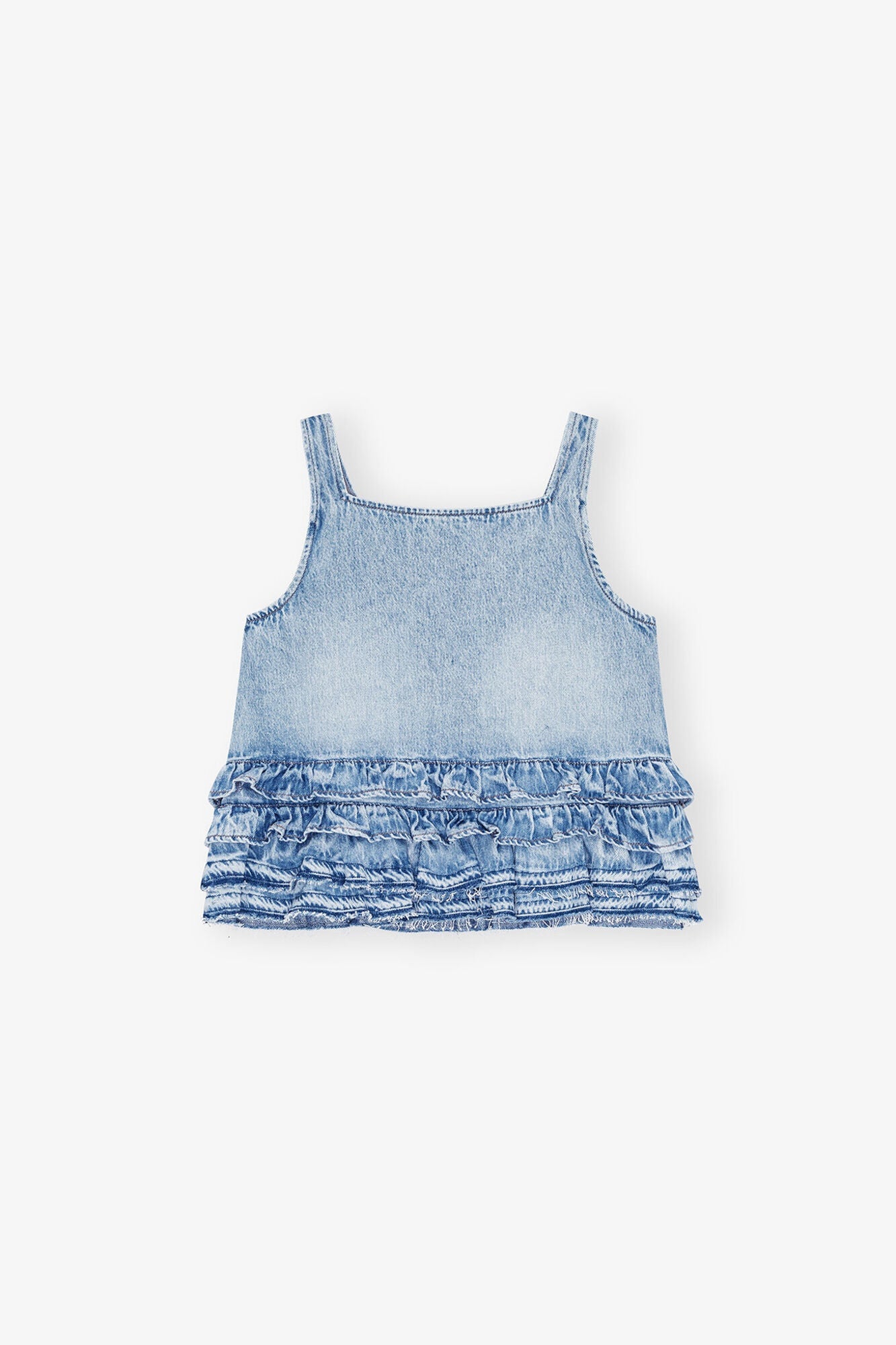 Denim Frill Top | Light Blue Stone