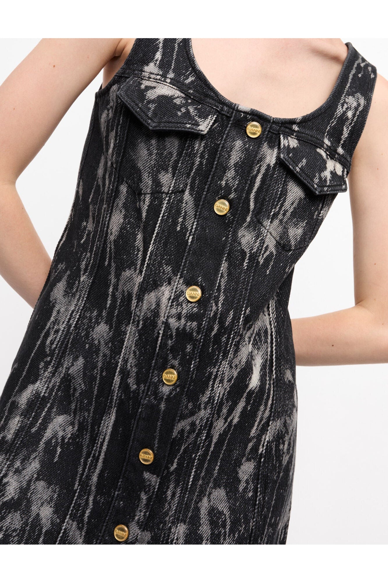 Denim Mini Dress | Washed Black/Black (V2)