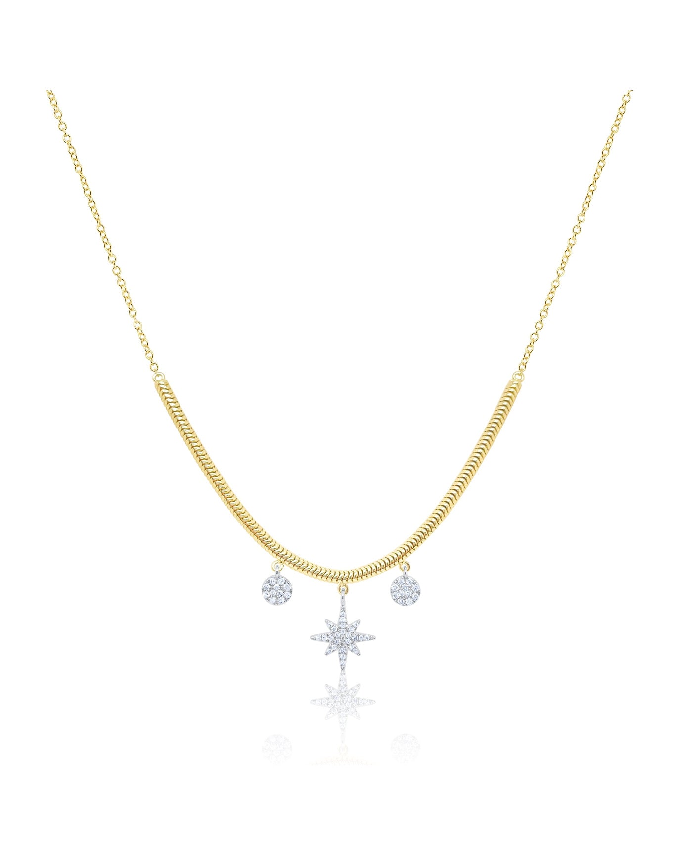 Diamond Starburst Snake Chain Necklace LAST ONE | 14K Two Tone Gold