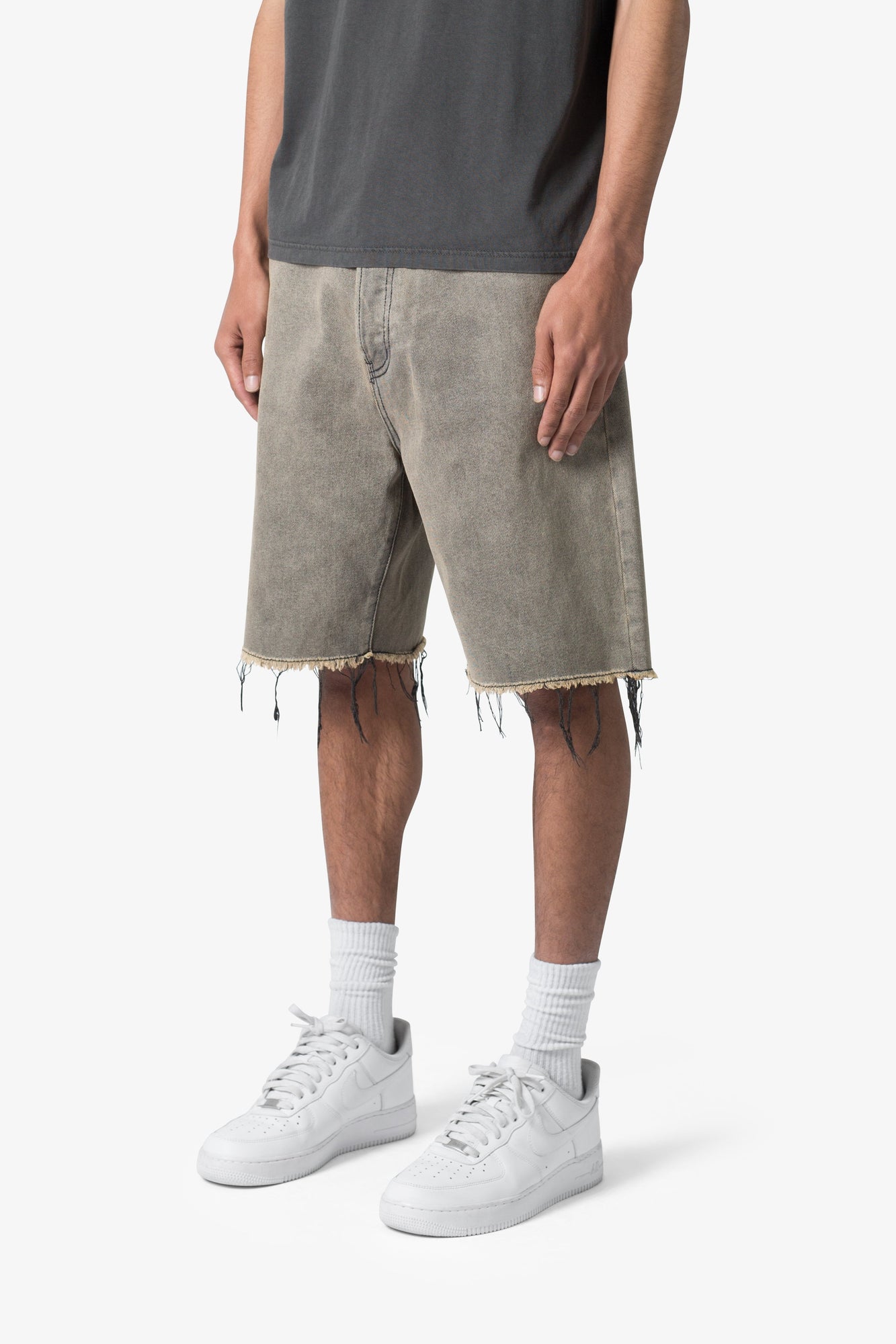 Distressed Mineral Denim Shorts | Brown