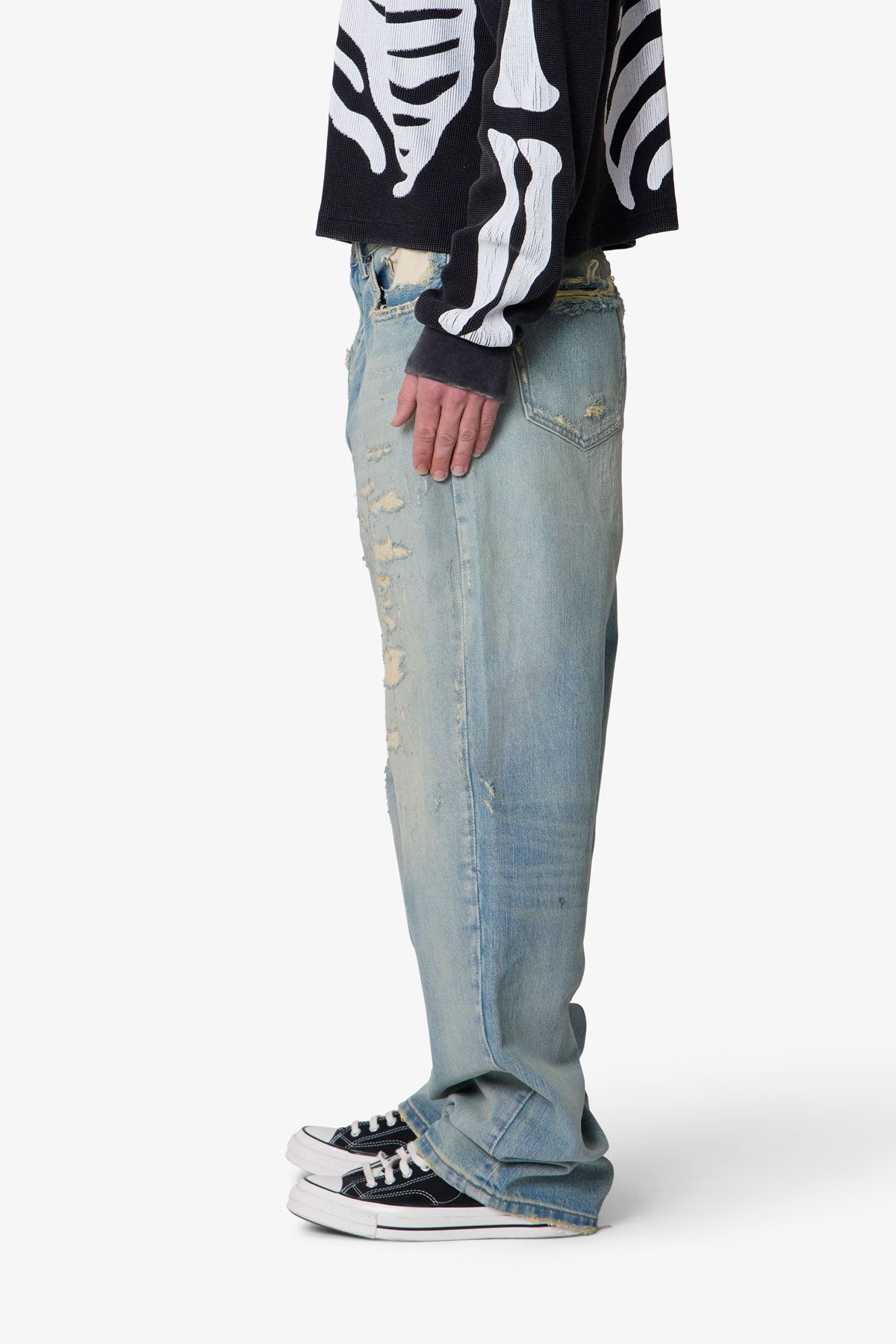 Distressed Ultra Baggy Denim | Blue