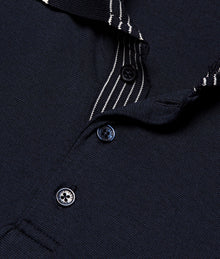 Dominic Tipping Collar Knit Polo Shirt | Night Iris