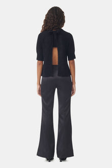 Double Satin Flared Trousers | Black