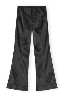 Double Satin Flared Trousers | Black