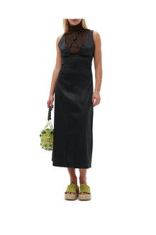 Double Satin Halter Neck Dress | Black