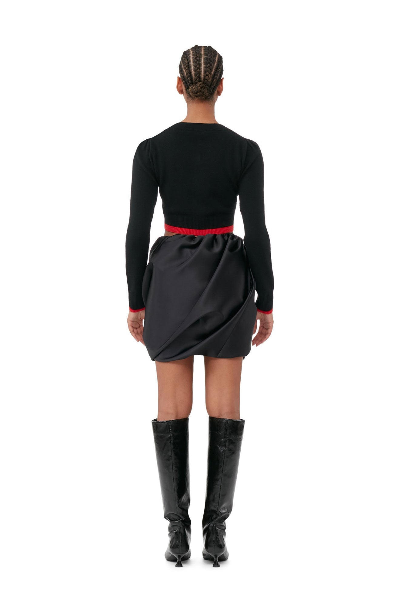 Double Satin Mini Skirt | Black