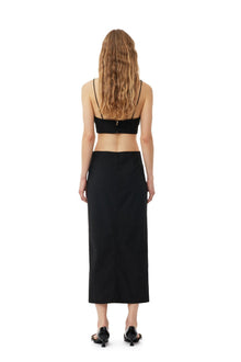 Drapey Melange Sleeveless Top | Black