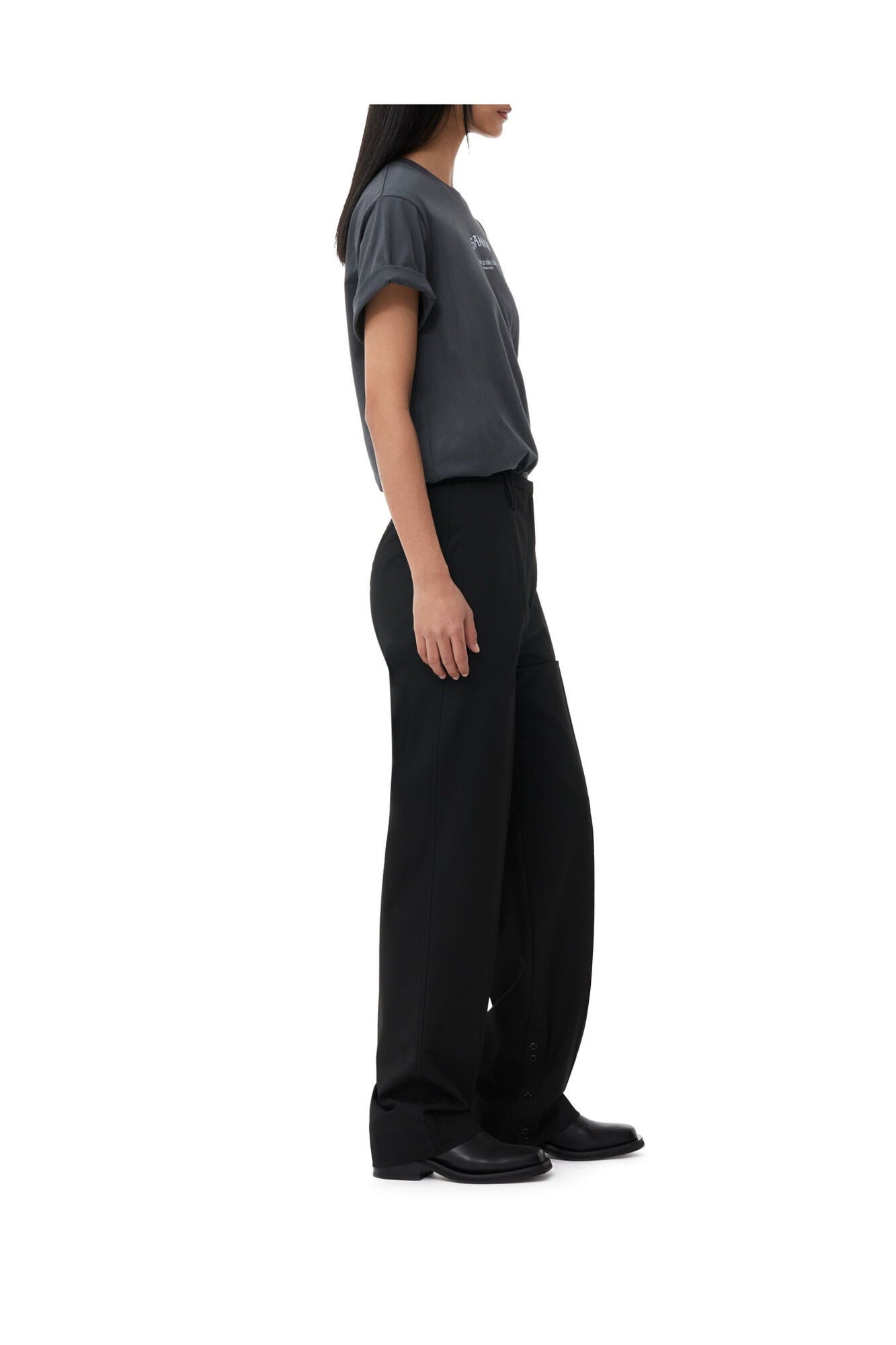 Drapey Melange Slim Trousers | Black
