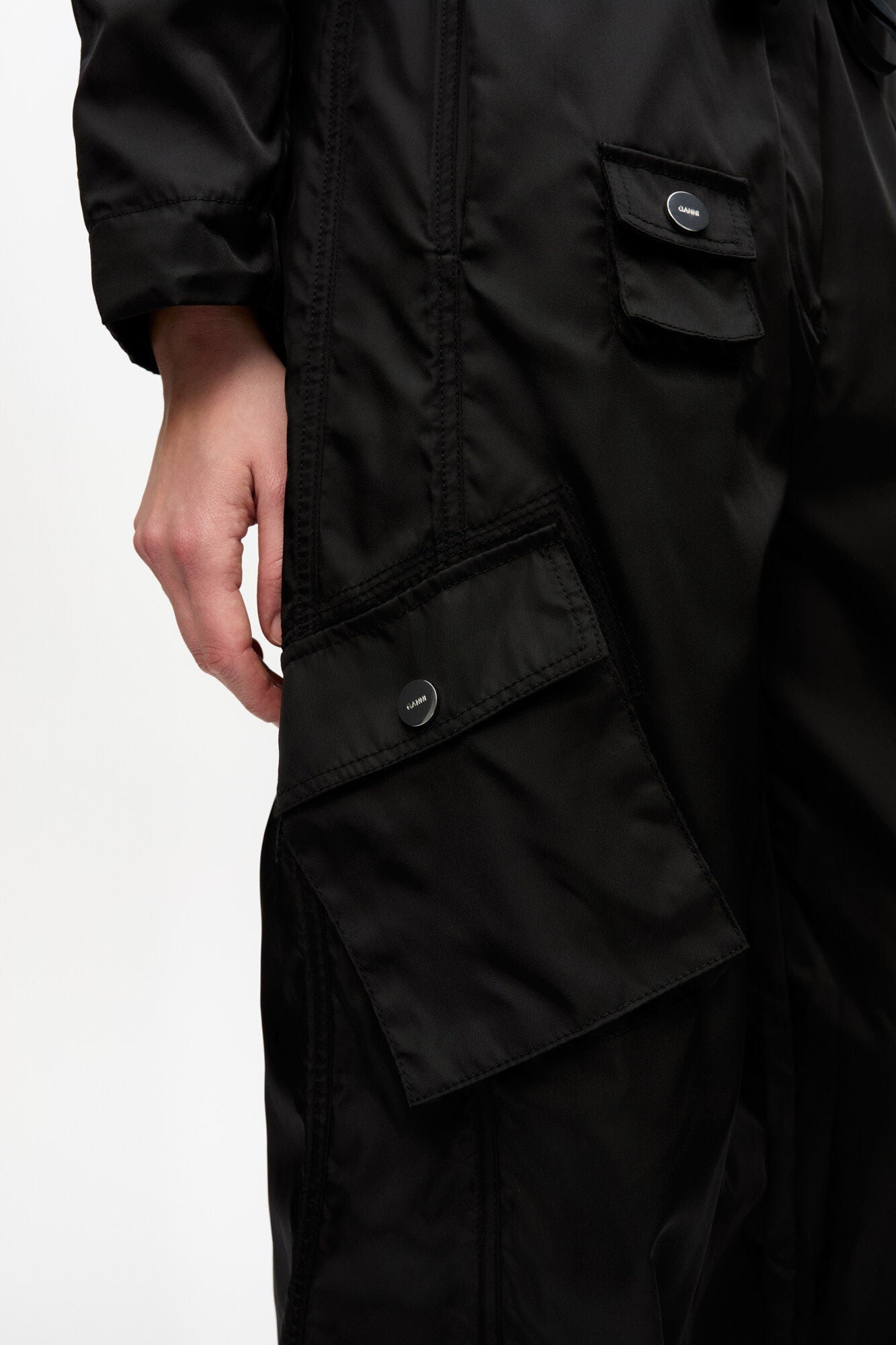 Duchesse Nylon Cargo Trousers | Black