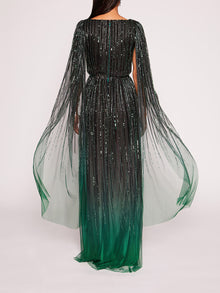 Ombre Beaded Gown | Emerald Multi