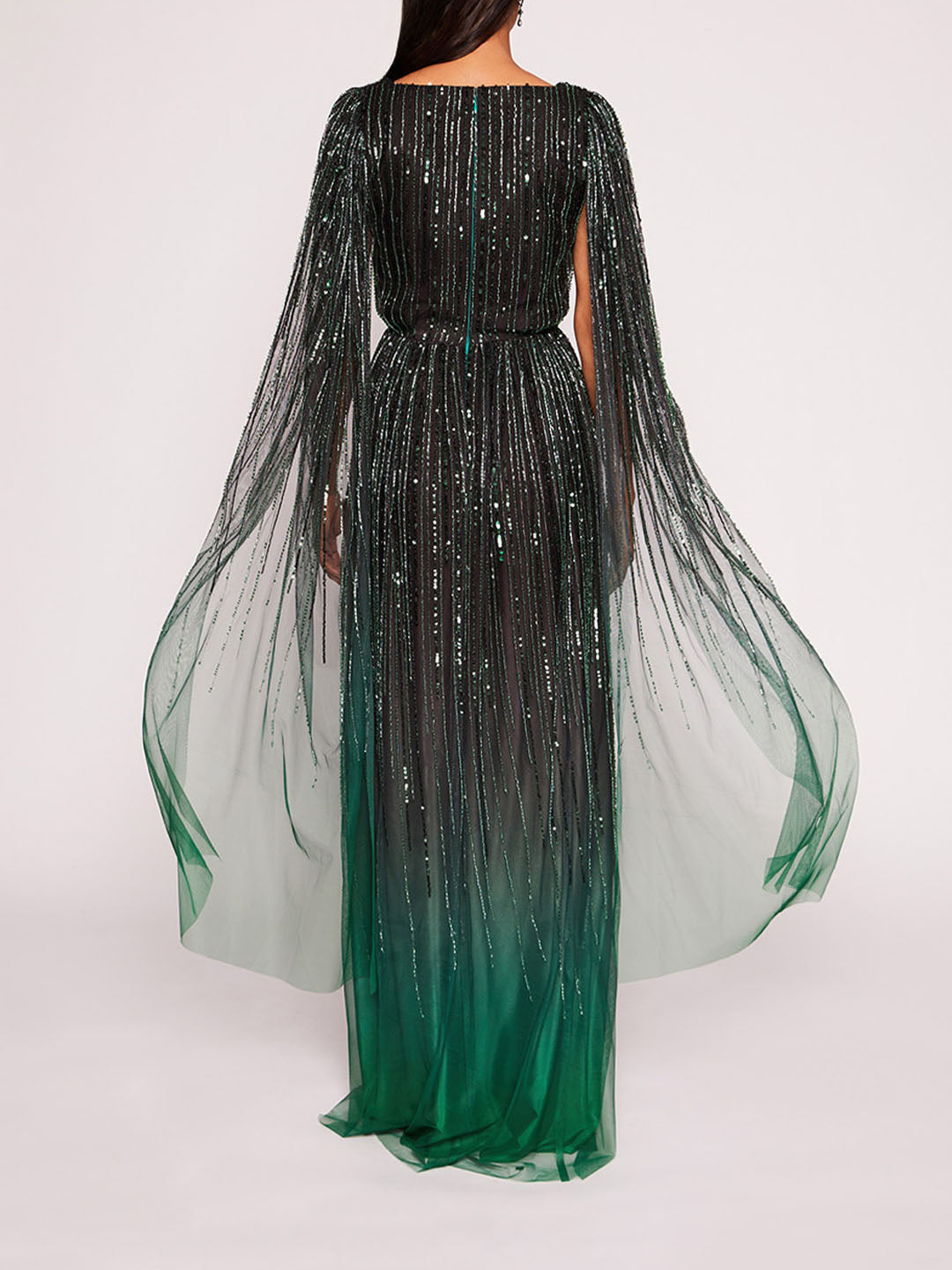 Ombre Beaded Gown | Emerald Multi