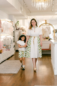 Women | Amalfi Print Linen Mom Dress | Lemon