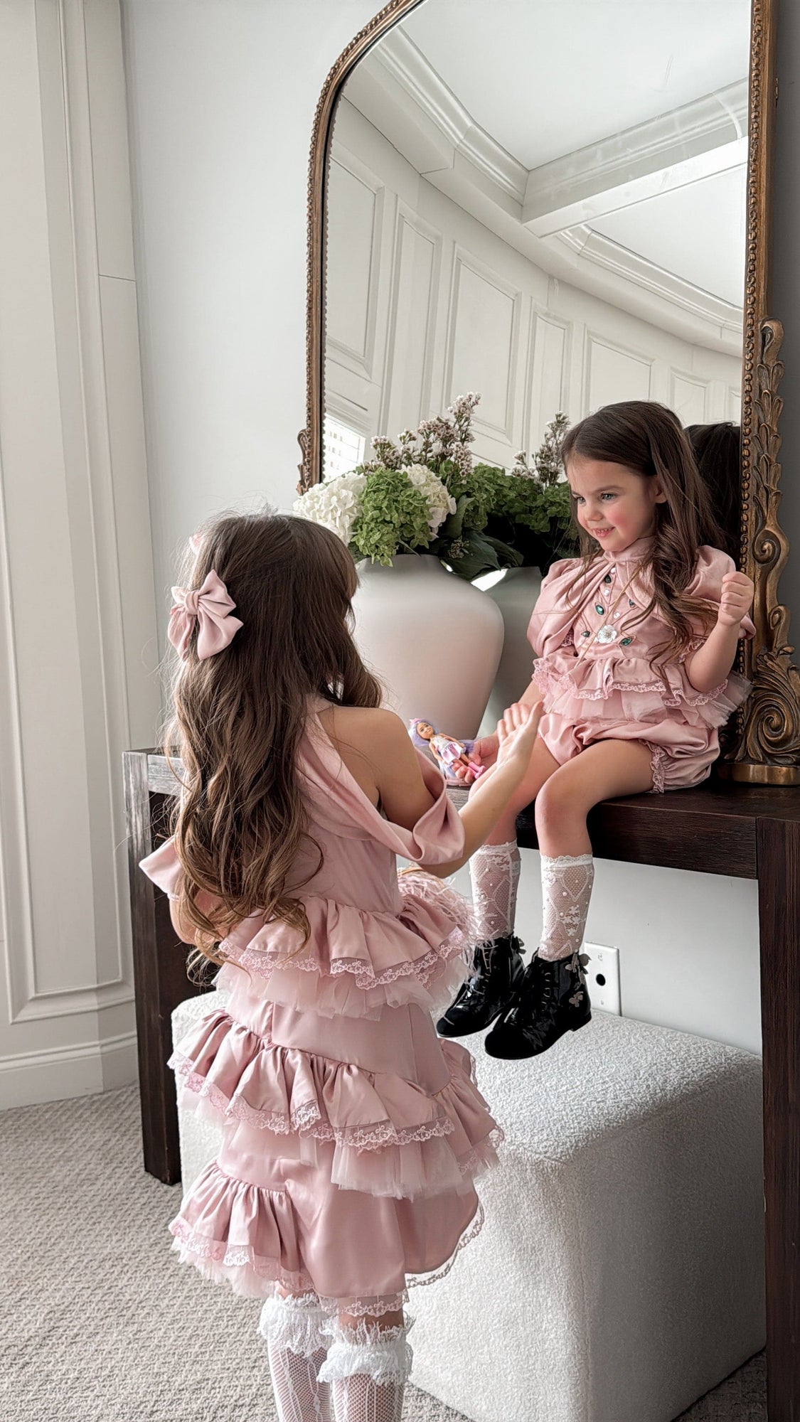 Baby Girls | Satin Ballerina Romper | Pink