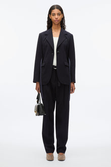 Layered Blazer with Tie Belt | Midnight