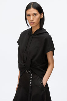 Hoodie Dress with Flounce Skirt | Black/Black