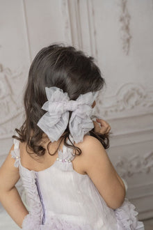 Ariel Ruffle Tulle Hair Bow | White