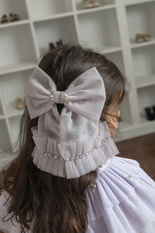 Ariel Rhinestone and Tulle Hair Bow | White