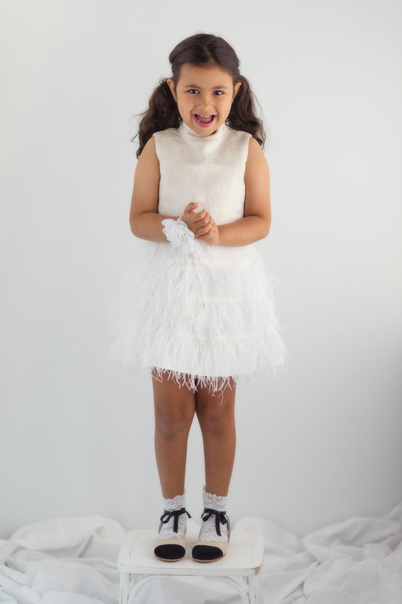 Baby Girls | Eliza Feather Dress | Ivory