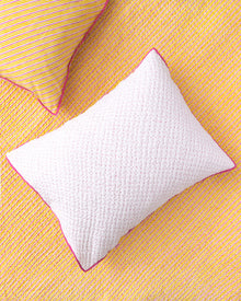 Reversible Weekend Stripes - Kantha Quilt Sham - Pink Marigold - Printfresh