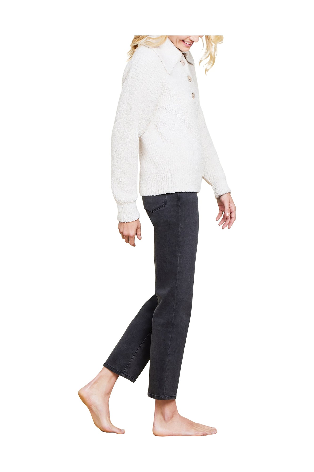 Womens | Cozychic Button Pullover | He Stone/Cream