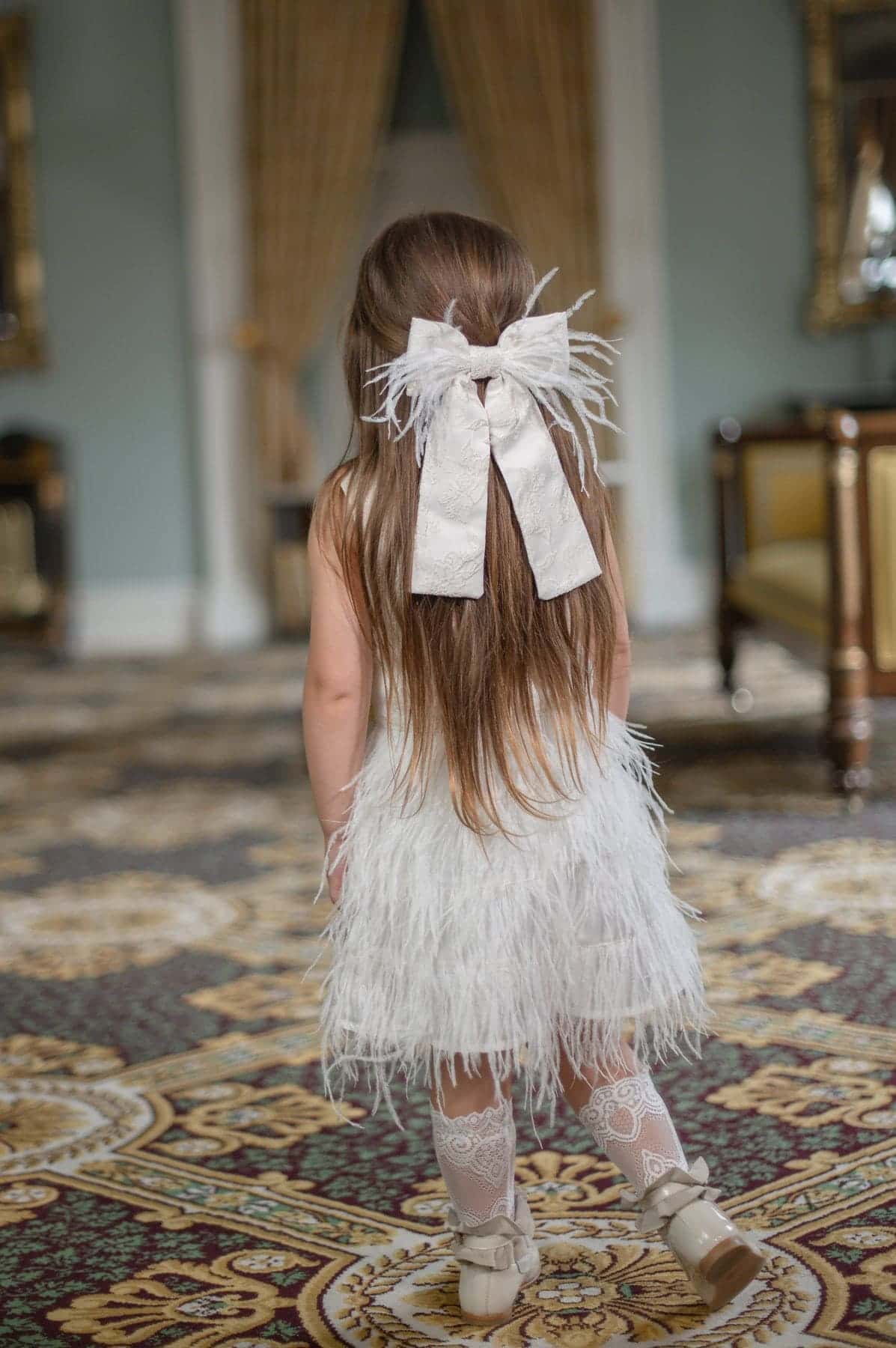 Eliza Ceremony Feather Hair Bow | Beige